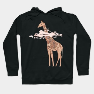 Giraffe dreaming in clouds Hoodie